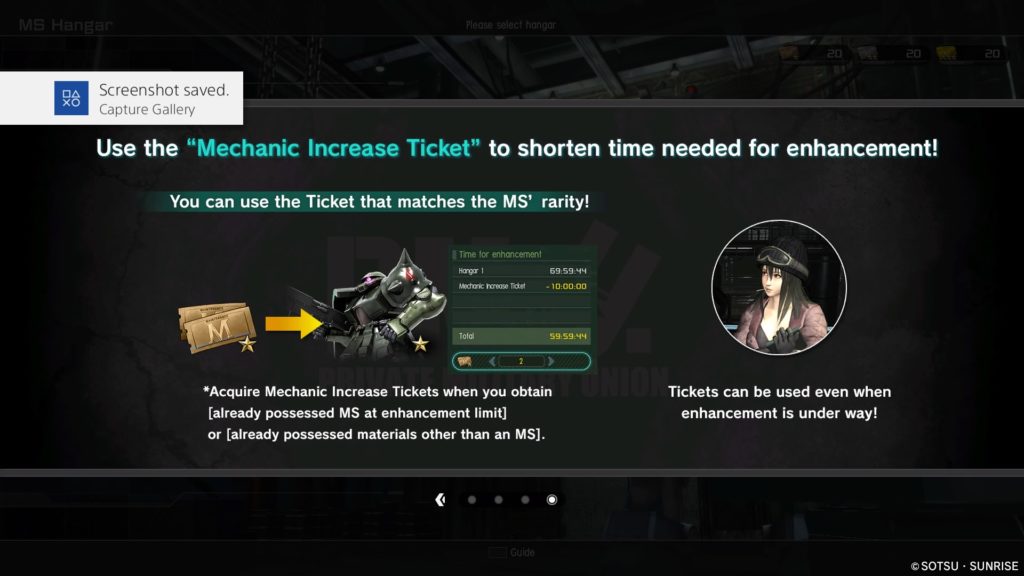 Mechanic Increase Tickets available in Gundam battle Operation 2
