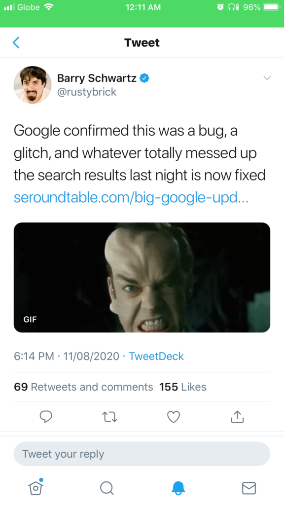 Google confirmed it was a bug